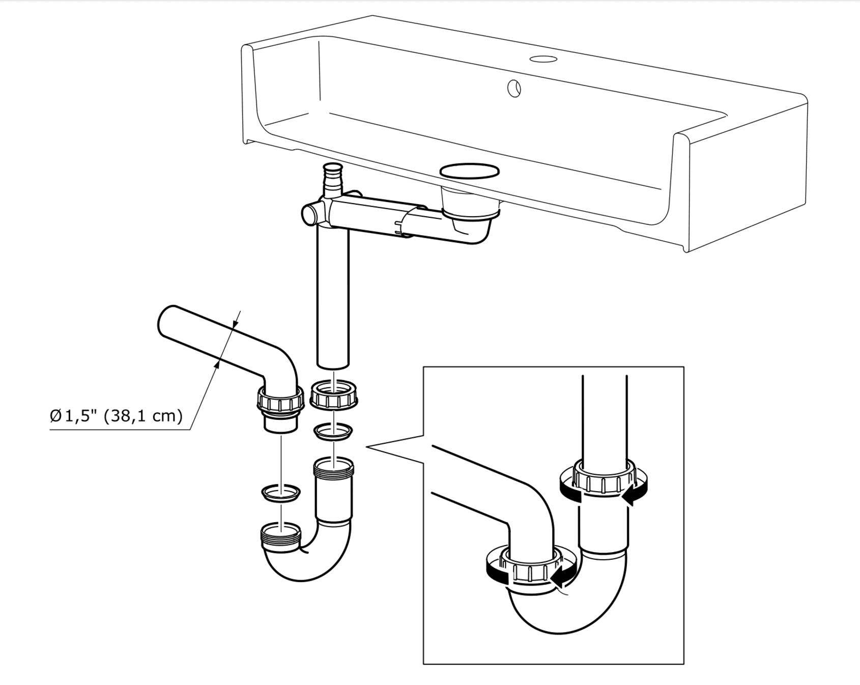 diagram of double sink plumbing setup.webp